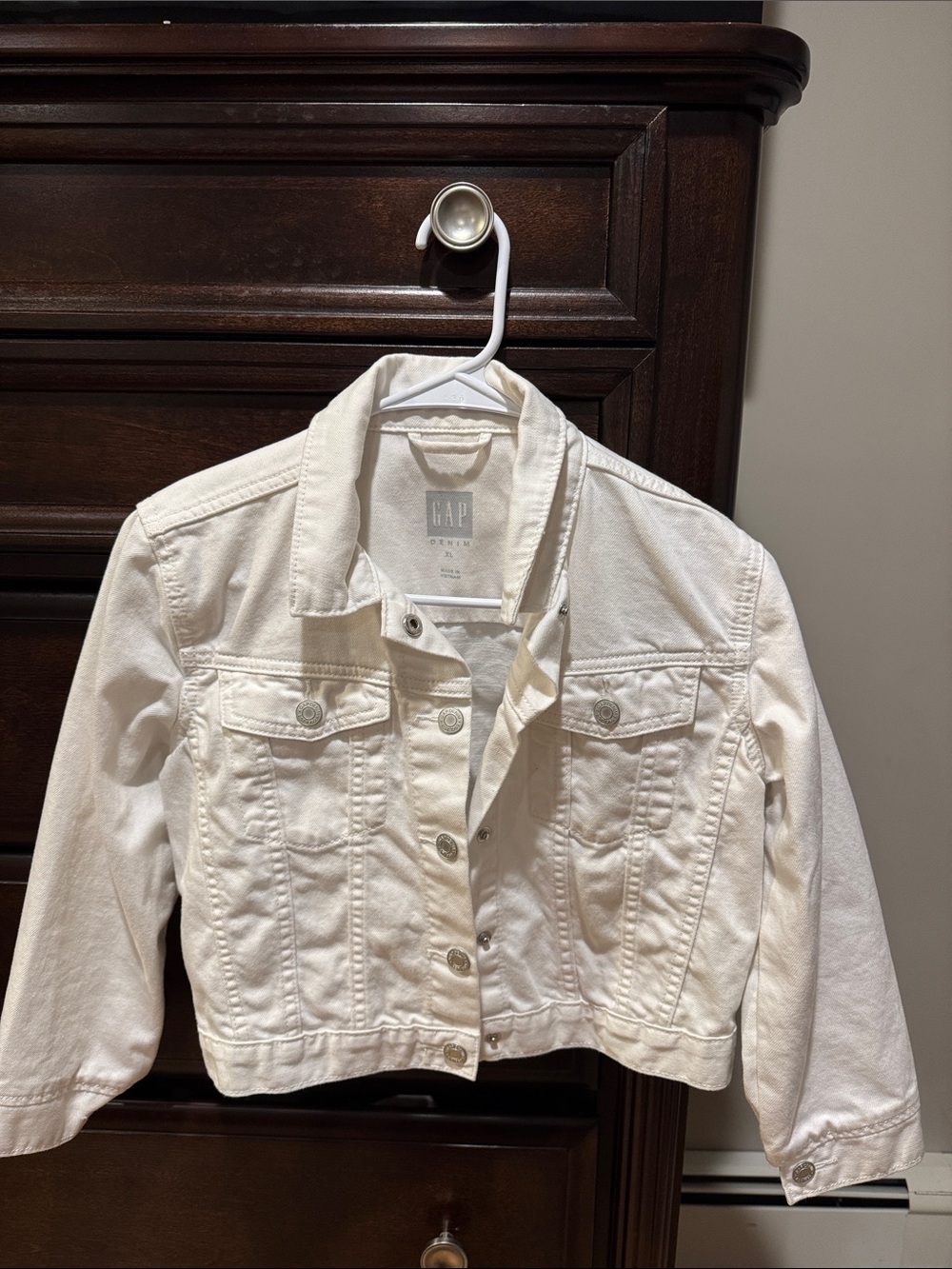 GAP White Girls' Denim Jacket - Cropped Button-Front